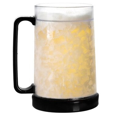 EASICOZI Double Wall Gel Frosty Freezer Ice Mugs Clear 16oz Set of 1 (Black)