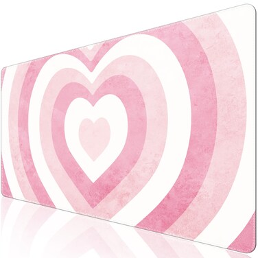 iLeadon Pink Desk Mat, Big Mouse Pad, XXL Extended Gaming Mouse Pad, Large Cute Mouse Pad for Desk Rubber Base Mousepad with Stitched Edges,Keyboard Mouse Mat for Work,Game,Office,Home (Pink Heart)