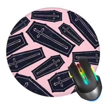 Coffin Horror Mouse Pad, Rose Black Mouse Pads for Desk, Stitched Edge Mousepad with Non-Slip Rubber Base, Gaming Mouse Mat for Computer Laptop Home Office