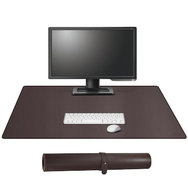Cacoy Leather Desk Mat, 40" x 24" Waterproof Office Desk Pad Blotter Protector, XXL Large PU Leather Gaming Mouse Pad and Writing Mat, Desk Pads Top of Desks Protector (Dark Brown)