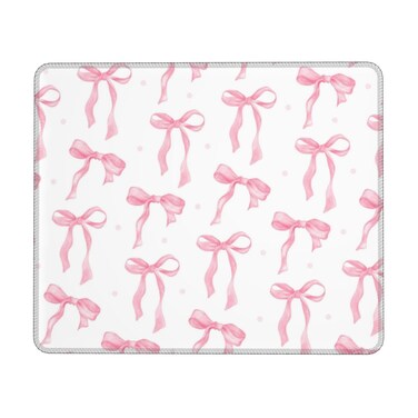 Cute Kawaii Mouse Pad Pink Bows Mouse Pads for Desk Wireless Mouse Aesthetic Office Computer Mousepad for Laptop with Non-Slip Rubber Base Mouse Mat, 9.5&times;7.9 in, Pink Bows