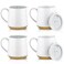 HVH Ceramic Coffee Mug with Lid, 17oz Coffee Mugs Set of 4, Ceramic Coffee Cups Set with Large Handle, Large Ceramic Mug with Lid for Coffee, Tea and More, Farmhouse Style (White)