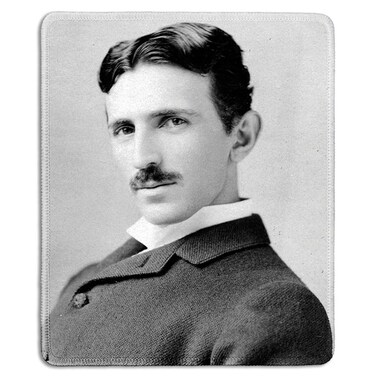 dealzEpic - Art Mousepad - Natural Rubber Mouse Pad with Classic Photo of Portrait of Nikola Tesla - Stitched Edges - 9.5x7.9 inches