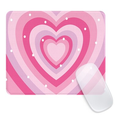 Seorsok Mouse Pad,Pink Heart Mouse Pad, Mouse Mat Square Waterproof Mouse Pad Non-Slip Rubber Base Mouse Pads for Office Laptop, 9.5"x7.8"x0.12" Inch