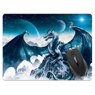 FINCIBO Extra Large (X-Large) Size Non-Slip Rectangle Mousepad, Blue Ice Dragon Mouse Pad for Home, Office and Gaming Desk