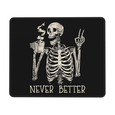 Skull Mouse Pad for Desk, Cute Skeleton Mouse Pads for Wireless Mouse, Funny Waterproof Mousepad for Office Laptop Computer, Non-Slip Rubber Base Stitched Edge (Color-D)