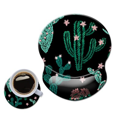 Mouse Pad with Wrist Support, Non Slip Mousepad Wrist Rest for Office, Computer, Laptop &amp; Mac- Durable &amp; Comfortable &amp; Lightweight Ergonomic Support Mouse Mat Cute Cactus