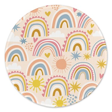 Round Mouse Pad,Gaming Mouse Pad,Non-Slip Rubber Base Mouse Mat with Stitched Edge 7.9 x 7.9 Inch for Laptop Computer (Rainbow Adorable)