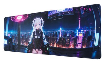 Anime Mouse Pad,Large Mouse Pad, Soft Rubber Base, Non-Slip Surface,31.5x11.8x0.12inch Long Computer Keyboard Mouse Mat,Office Desk Mat,Gaming Mousepad. (Cybergirl)