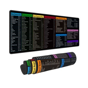 Computer Office Power Point Excel Word Outlook Command Prompt Shortcut Keys Shortcuts Gaming Keyboard Mouse Pad Mousepad Desk Mat Huge Extended XL Rubber Sole for Home Office(31.5"X 11.8")