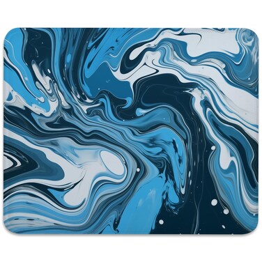 Fluid Art Blue and White Mouse Pad - Enhance Your Desk with Serene Waves, Stitched Edges Non-Slip Rubber Base Mouse Pads for Computers Laptop