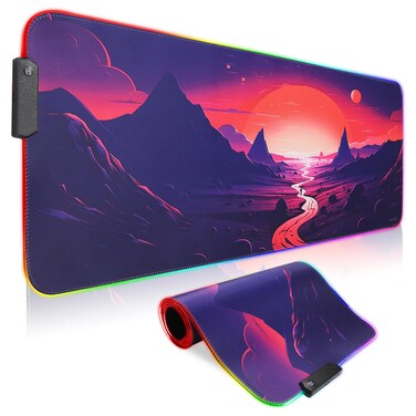 gaiamat Anime RGB Gaming Mouse Pad,Large LED Mousepad with Durable Nylon Stitched Edges and Non-Slip Rubber Base,31.5X 11.8 Inch Glowing Game Mouse Mat for Personalized Gamer(80x30 US-FGsunshan)