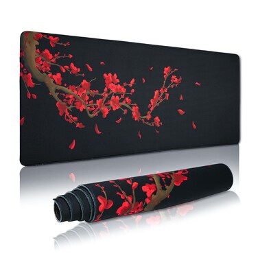 Large Gaming Mouse Pad for Desk,Black Plum Blossoms XXL Mouse Pad 35.4x15.7 Inch,Waterproof Desk Pad,Non-Slip Rubber Base Mice Pad,Keyboard Pad Computer Game Mouse Mat