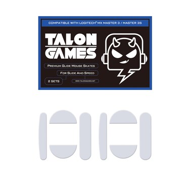 2Sets of TALONGAMES Rounded Curved Edges Mouse Feet Skates Compatible with Logitech MX Master 3 / 3s Gaming Mouse Feet Replacement,0.8mm,Pure PTFE Material with Super Smooth Glide Pads