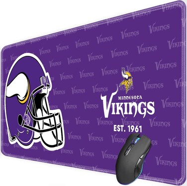 Malogtan Stitched Edges Mouse Desk Pad,Large Gaming Mouse Pad for Laptop Computer Desktop Keyboard,Light Purple Design Mat for Football Sport Fans Mousepad