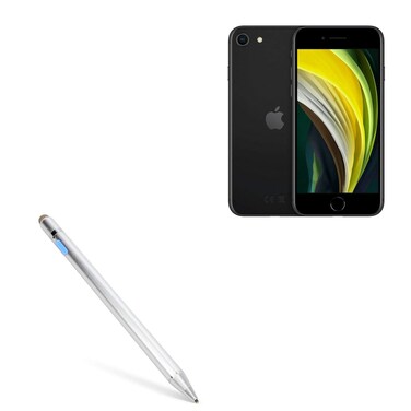 BoxWave Stylus Pen Compatible with Apple iPhone SE (2020) (Stylus Pen AccuPoint Active Stylus, Electronic Stylus with Ultra Fine Tip for Apple iPhone SE (2020) - Metallic Silver