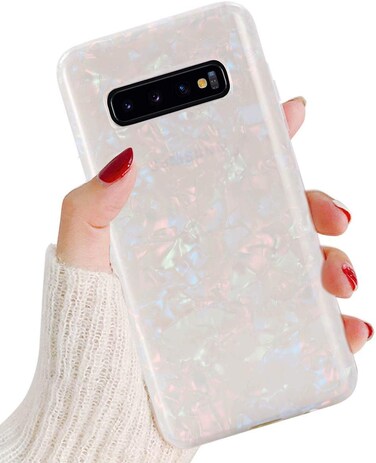 J.west Galaxy S10 Plus Case, Luxury Sparkle Glitter Cute Phone Case Girls Women Pretty Design Translucent Clear Slim TPU Soft Rubber Silicone Cover Protective Case for Samsung Galaxy S10 Plus Colorful