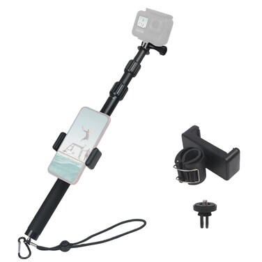 HSU Selfie Stick for GoPro (14.8&rdquo;-36.6&rdquo;), Waterproof Extension Hand Grip Adjustable Monopod Pole Compatible with GoPro Hero 13/12/11/10/9/8/7/6/5 AKASO Campark Osmo Action Camera Xiao Yi Action Camera