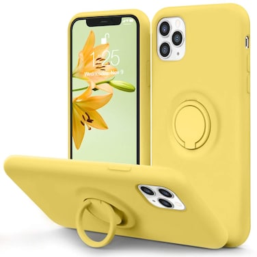 MOCCA for iPhone 11 Pro Max Silicone Case with Kickstand   Anti-Scratch   Soft Microfiber Lining Full-Body Shockproof Protective Case for iPhone 11 Pro Max - Yellow