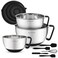 Rorence Stainless Steel Mixing Bowls: Metal Mixing Bowl Set with Lids and Handles Non-slip Silicone Bottom Nesting Bowls for Kitchen Set of 3 - Black