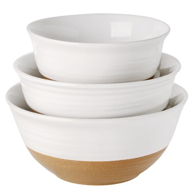 Hasense Ceramic Mixing Bowls, Large Salad Pasta Bowls Set, 2.1/1.0/0.5 Qt Serving Bowls for Entertaining, White Nesting Batter Bowls for Prepping Baking, Dishwasher Microwave Safe, Set of 3