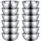 Pinkunn Set of 12 Stainless Steel Mixing Bowls, Nesting Metal Prep Bowls Bulk Kitchen Large Mixing Salad Bowls Reusable Baking Food Bowl for Hotel Restaurant Home Cooking, Silver(9.45 x 3.15 Inch)