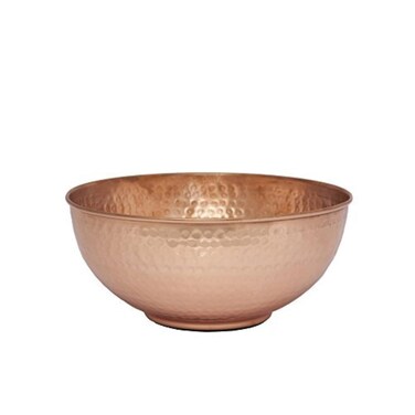 GoCraft Pure Copper Mixing Bowl with Hammered Finish for Salad, Egg Beating, Decorative &amp; Kitchen Serving Purposes - 7.5" (Medium)