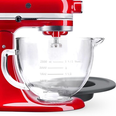 Glass Mixing Bowl 5 QT Compatible with KitchenAid 4.5 and 5 Quart Tilt-Head Stand Mixers，Glass with Measurement Markings，Matching Lid