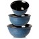 Hasense Mixing Bowls, Ceramic Serving Bowls Set for Cooking, Baking, Prepping, Large Nesting Bowls for Salads, Fruit, Popcorn, Christmas Gift, 2.1/1.5/1.0 Qt, Dishwasher &amp; Microwave Safe, Blue