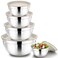 P&amp;P CHEF Mixing Bowls with Lids Set of 5, Stainless Steel Nesting Bowl with Khaki Lid &amp; Base for Non-slip Mixing Prepping Storing Serving, 5 Sizes-7/3.5/2.5/1.5/1 QT