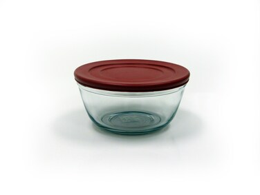 Anchor Hocking Glass Mixing Bowls with Lids, Cherry, 2.5 Quart (Set of 2) -