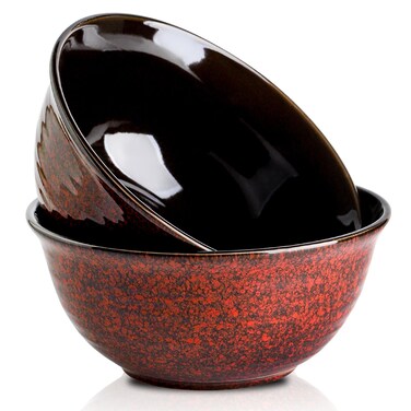 Hasense Serving Bowls, 84 Ounce Ceramic Mixing Bowls Set of 2 for Kitchen, Large Salad Nesting Bowls for Cooking,Baking,Soup,Pasta,Fruit, Microwave &amp; Dishwasher Safe(Red)