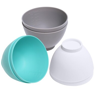 Goalfly 6 Pcs Silicone Mixing Bowls, 0.27 QT Silicone Bowls for Melting Chocolate, Silicone Pinch Bowls for Melting, Prepping, Cooking, White, Grey, Green (4.1 x 4.1 x 2.7 Inch)