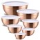 Moxinox Rose Gold Mixing Bowls with Airtight Lids, Stainless Steel Nesting Mixing Bowls Set of 7, Ideal for Baking, Prepping and Serving Food, Size 7, 3.6, 2.7, 2.1, 1.5, 1.1,0.8 QT, Stackable Design