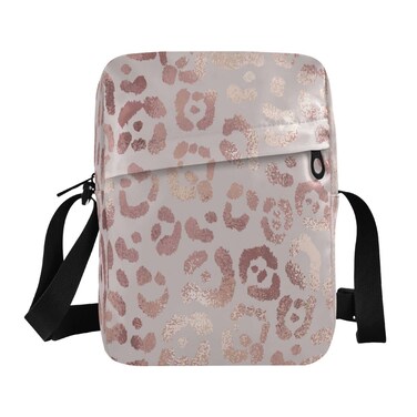 Messenger Bag Crossbody Shoulder Bag Canvas Shoulder Bag Leopard Print Cheetah Rose Gold for Men Women Outdoor Travel Business