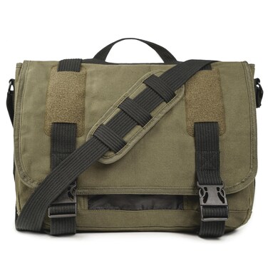 Sweetbriar Classic Premium Messenger Bag with Laptop Compartment - Fits up to 16"" Laptops or Macbooks - Vintage Cotton Canvas Shoulder Bag, Olive Drab
