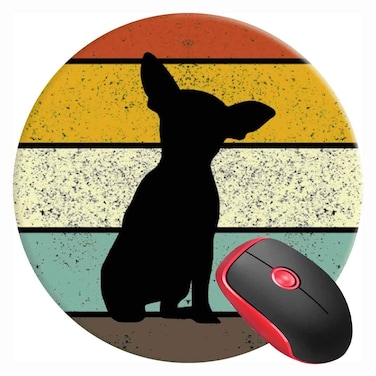 Mouse Pad Chihuahua Dog, Round Mousepad, Non-Slip Rubber Base Mouse Mat for Laptop and Computer