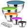 TeamFar Mixing Bowls with Lids, 5PCS Stainless Steel Metal Salad Bowl with 3 Grater Attachments, for Cooking, Prepping, Serving, Healthy, Airtight Lids &amp; Easy Clean - 0.7/1 / 1.5/2.6/4.6QT