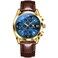 OLEVS Leather Watches for Men Brown Blue Big Dial Mens Watches Chronograph with Day Date Waterproof Large Face Men's Wrist Watches Fashion Luxury Mens Watches, Relojes para Hombres