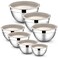 E-far Stainless Steel Mixing Bowls with Lids, 7-Piece Metal Mixing Bowls with Khaki Airtight Lids for Baking/Cooking/Prepping, Size 7, 4.6, 3, 2, 1.5, 1, 0.7QT, Nesting Design &amp; Easy Storage