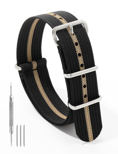 TACTICAL FROG Nylon Watch Band 18mm 19mm 20mm 22mm, Waterproof Military Watch Straps Replacement for Men Women, With Stainless Steel Buckle