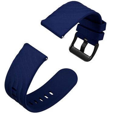 Anbeer Silicone Watch Band 18mm Quick Release Rubber Replacement Strap for Men Women - Extra Long, Blue with Black Buckle