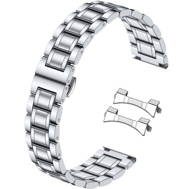 Juntan 18mm 20mm 22mm 24mm Stainless Steel Watch Band Curved &amp; Straight Ends Quick Release Metal Watch Band Strap for Men Women (20mm, Silver)