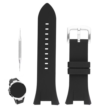 XIW Compatible for 32mm&times;14mm Armani Exchange AX Series AX1040 AX1041 AX1042 Rubber Watch Band Replacement for men Silicone Wirstband Strap women Bracelet (Black)