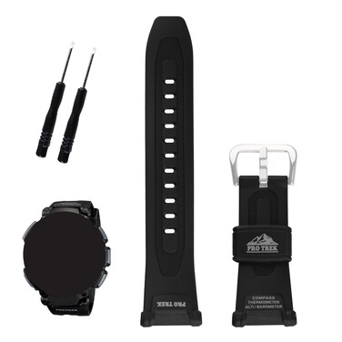 XIW Compatible for 10631626 Casio Proterk PRG-240 PRG-40 Pro terk Resin Watch Band Replacement for men Wirstband Strap women Bracelet, Silver Buckle