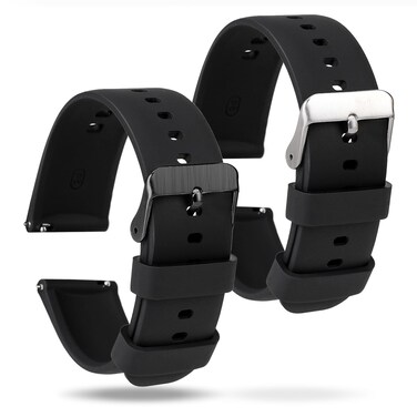 KALIONE 2 Pcs Silicone Watch Bands, Quick Release Soft Rubber Replacement Watch Bands Watch Straps for Men Women (18mm)
