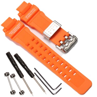 Resin Strap Compatible with Casio G-Shock GA-1000 GW-4000 GA-1000 GWA1100 Watch Strap Men's Sport Waterproof Replacement Bracelet Rubber Wristband Accessories with tool (Orange)