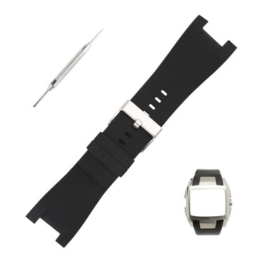 Topuly 32mm Rubber Watch Band replacement for Diesel DZ1215 DZ1216 DZ1273 DZ1282 DZ1430 DZ4246 DZ4247 DZ1453 DZ4286 DZ4287 DZ4288 Silicone Strap Wirstband accessories for Men and Women(Black)