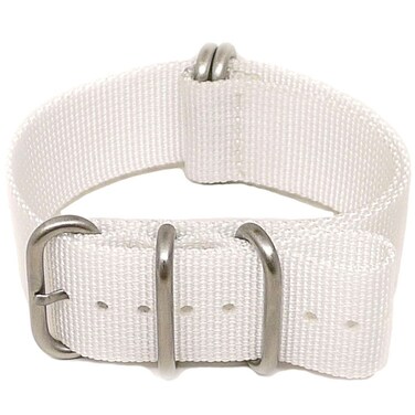 Da Luca Ballistic Nylon Military Watch Strap - White (Matte Buckle) : 24mm