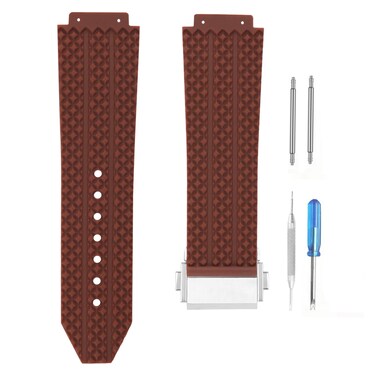 unilabo Rubber Watch Band Compatible for Hublot Big Bang 19mmx 25mmx 22mm Silicone Strap Replacement for men and women wirst watchband, Black (Brown with Buckle)